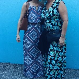 Blue & Pink tribal maxi dress